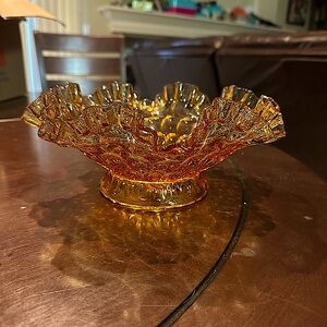 Fenton Thumbprint Colonial Amber Epergne Bowl